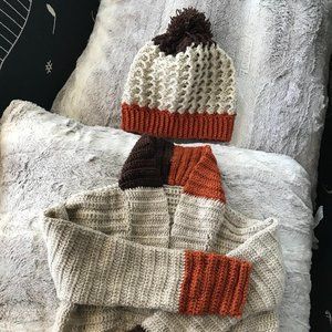 One of a kind handmade sweater and hat